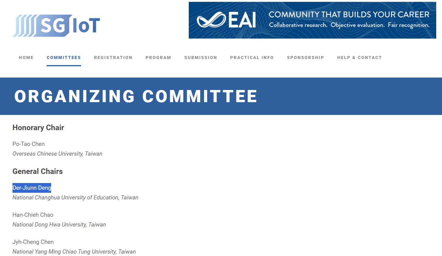 Figure 7. The University’s teachers organizing the EAI and  serving as the steering committee members and chairperson