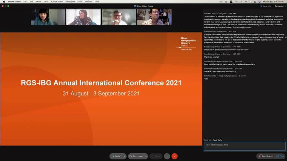 Figure 5. RGS-IBG International conference (hosts of the International Symposium of 2021) Session host: Peiwen LU & Paula DUFFY