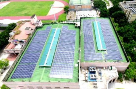 Figure 1. The above picture shows the gymnasium’s roof with installed solar cells.