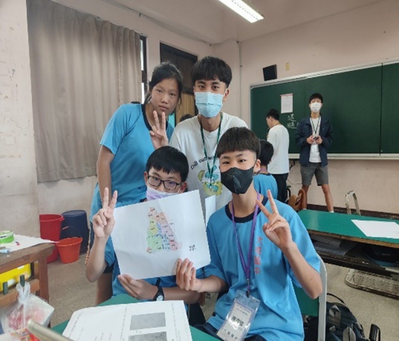 Students with their drawn mind maps