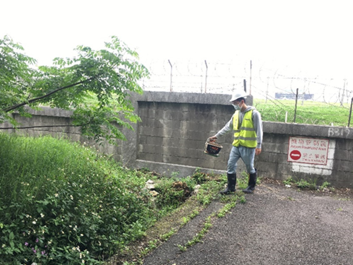 NCUE Taoyuan International Airport RIFA Control Team has strengthened fire ant control work in the airport's drainage channels