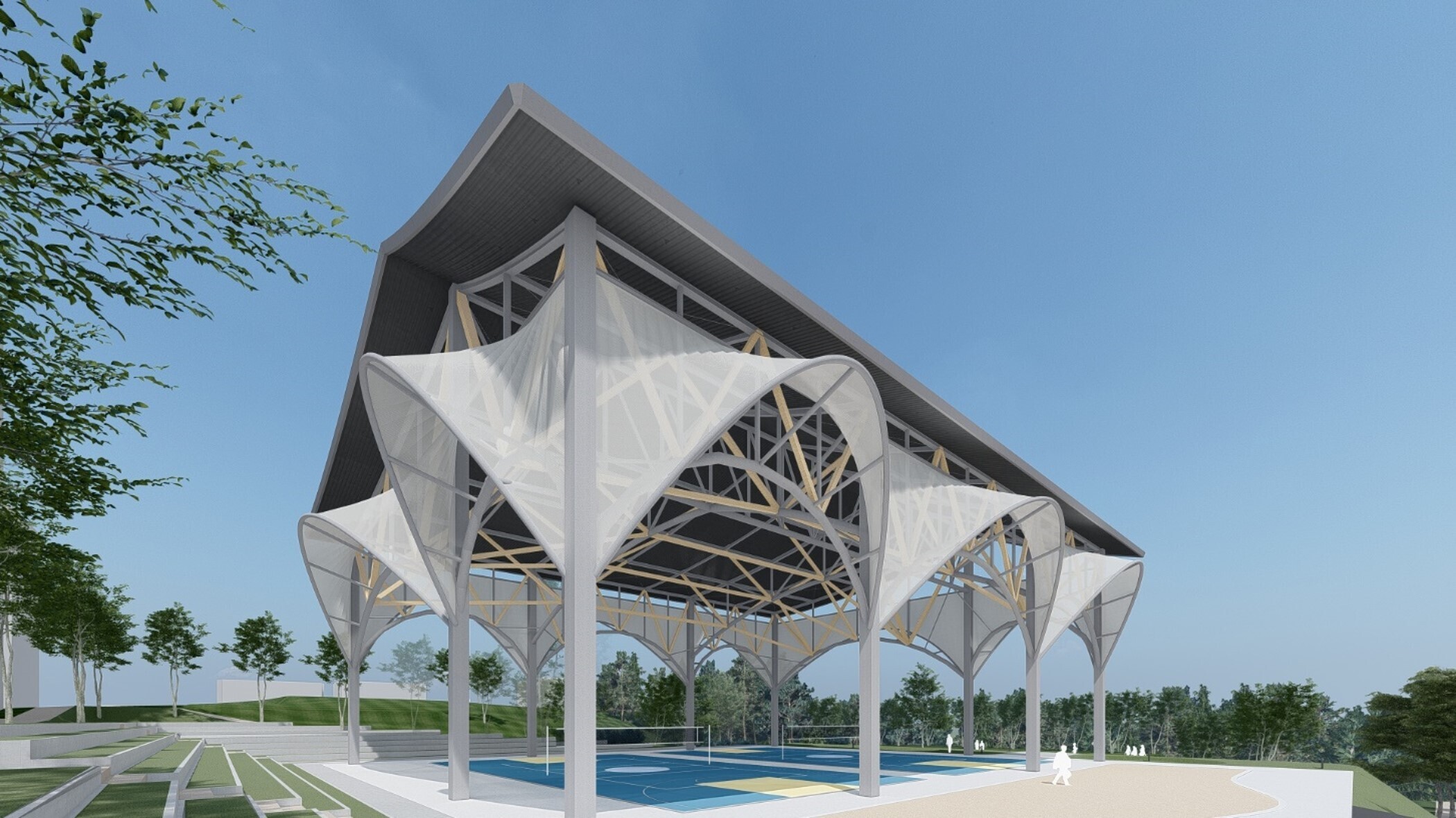 Planned design of the covered sports court at the Baoshan campus