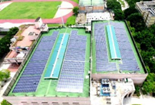 The above picture shows the gymnasium’s roof with installed solar cells