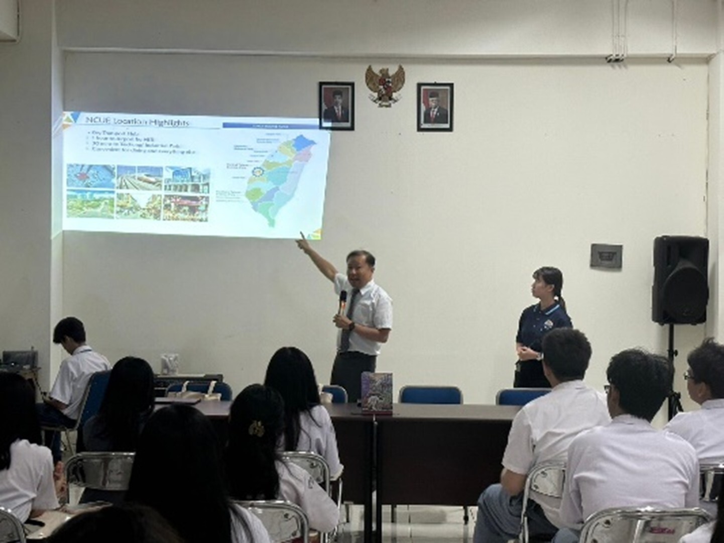 Figure 2. In 2024, the Dean of International Affairs and staff from the Office of International Affairs visited local high schools in Indonesia to conduct in-class promotional activities