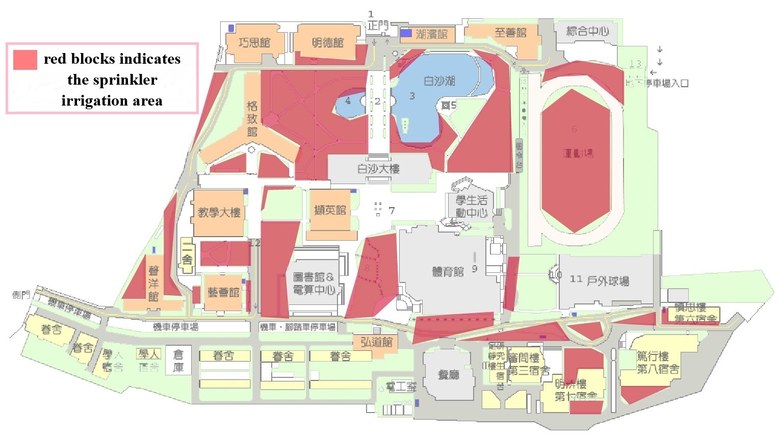 Figure 4. Jinde Campus irrigation area map