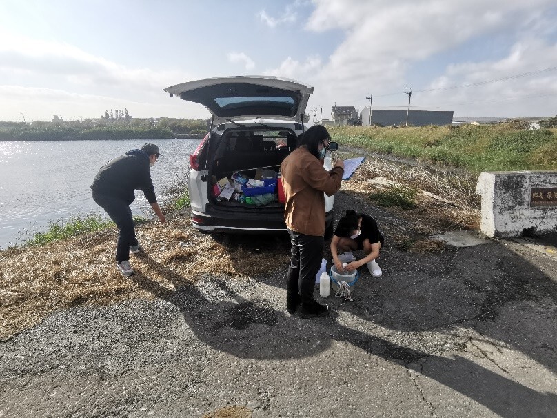 Figure 3. 2024/03 Water Quality Survey Team - 2024 Department of Biology conducts USR project, investigating water quality of rivers and coastal fishpond inlet and outlet waters.