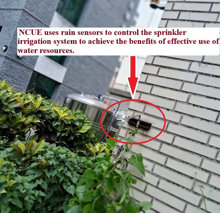 Figure 3: The above picture shows that NCUE uses rain sensors to control the sprinkler irrigation system to achieve the benefits of effective use of water resources