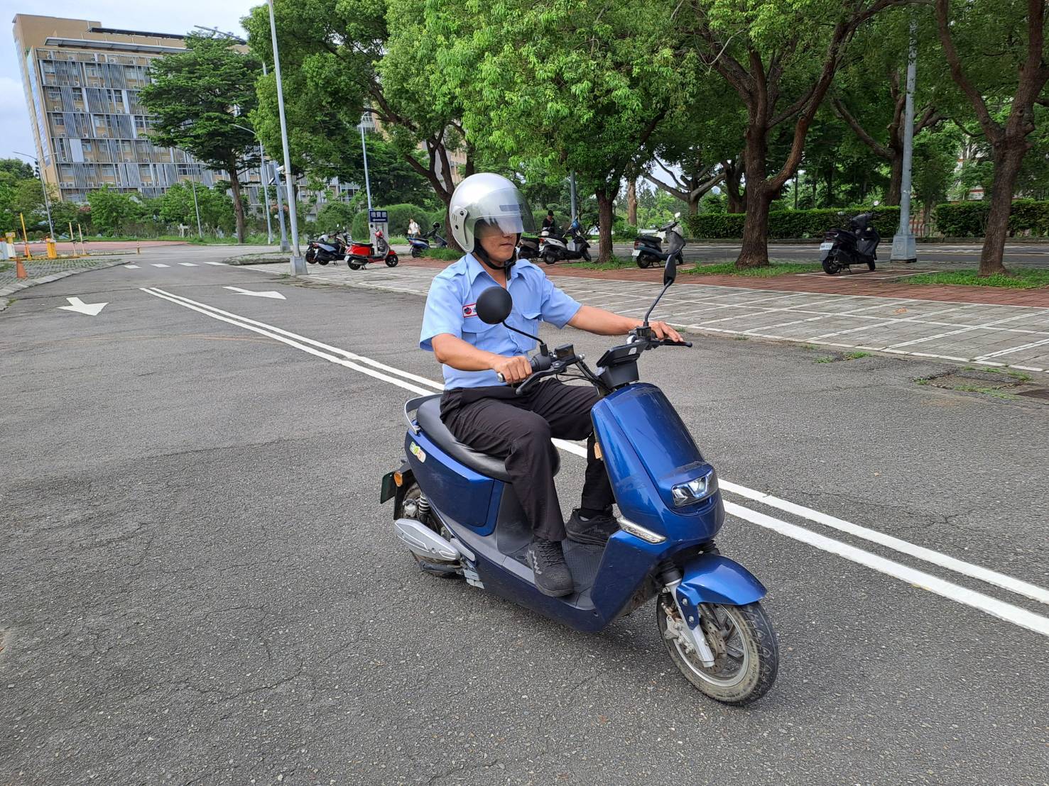 Figure 11. Security Team Riding Electric Patrol Motorcycles at Baoshan Campus