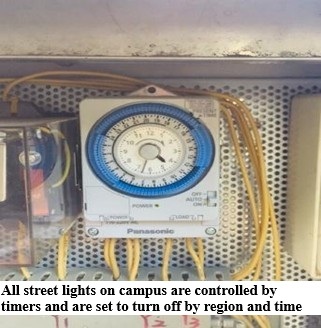 Figure 1. Street Lights Controlled by Timers and Are Set to Turn Off by Areas and Certain Hours