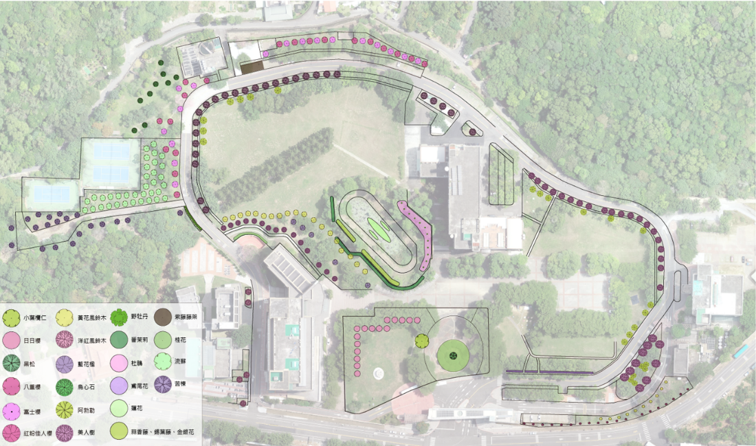 Location of new trees to be planted at Baoshan campus